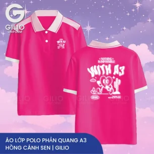 Áo Lớp Polo Phản Quang A3 Hồng Cánh Sen