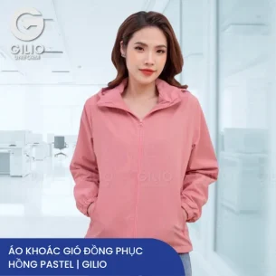 Áo khoác gió đồng phục hồng pastel