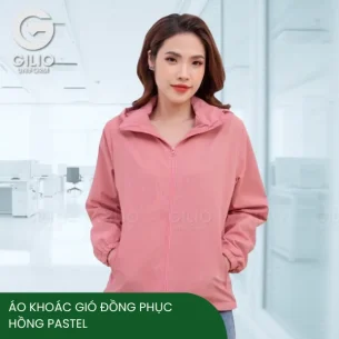 Áo khoác gió đồng phục hồng pastel