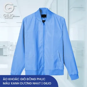 Áo khoác gió đồng phục màu xanh dương nhạt