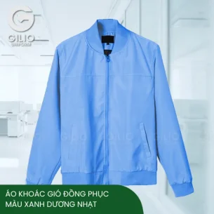 Áo khoác gió đồng phục màu xanh dương nhạt