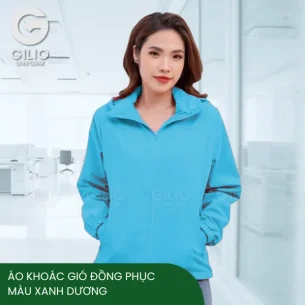 Áo khoác gió đồng phục màu xanh dương
