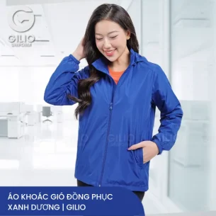 Áo khoác gió đồng phục xanh dương