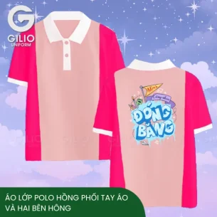 Áo Lớp Polo Hồng Phối Tay Áo Và Hai Bên Hông