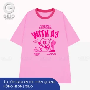 Áo lớp Raglan Tee Phản Quang Hồng Neon