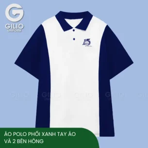 Áo polo phối xanh tay áo và 2 bên hông