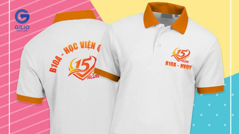 đồng phục họp lớp 15 áo polo tay bo viền cam