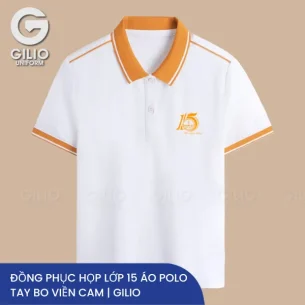 Đồng phục họp lớp 15 áo polo tay bo viền cam