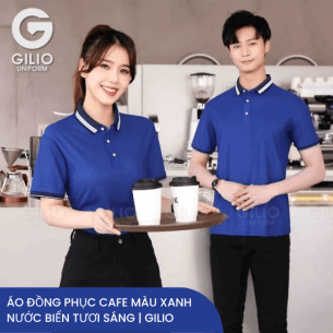 Áo đồng phục cafe màu xanh nước biển