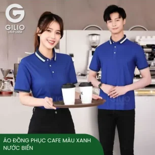 Áo đồng phục cafe màu xanh nước biển