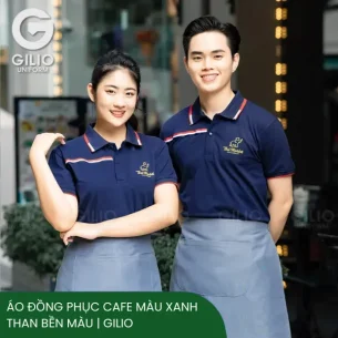 Áo Đồng Phục Cafe Màu Xanh Than Bền Màu