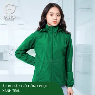 Áo khoác gió đồng phục xanh Teal