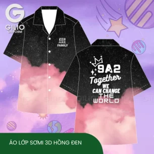 Áo lớp Sơmi 3D Hồng Đen