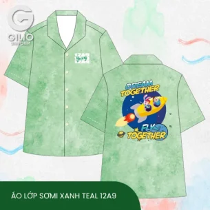 Áo lớp Sơmi Xanh Teal 12A9