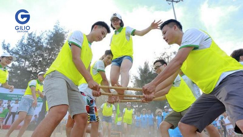 áo lưới team building xanh lá cây