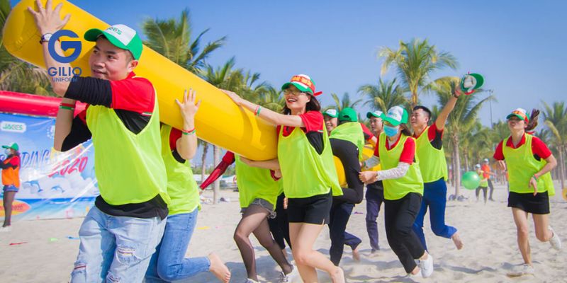 áo lưới team building xanh lá cây