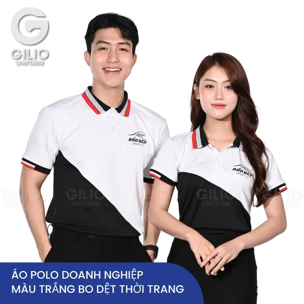 Áo Polo doanh nghiệp trắng cổ viền màu