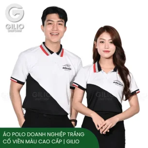 Áo Polo Doanh Nghiệp Trắng Cổ Viền Màu Cao Cấp | Gilio