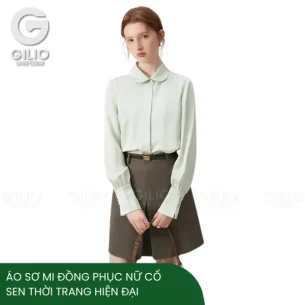 Áo Sơ Mi Đồng Phục Nữ Cổ Sen Thời Trang Hiện Đại