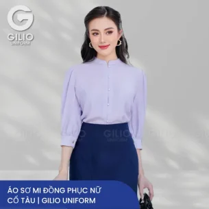 Áo sơ mi đồng phục nữ cổ tàu