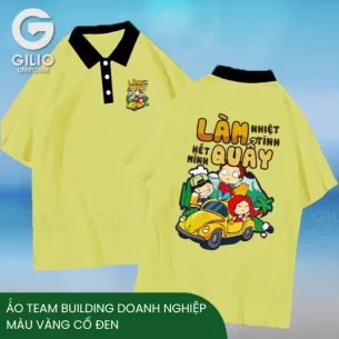 Á́o team building doanh nghiệp màu vàng cổ đen