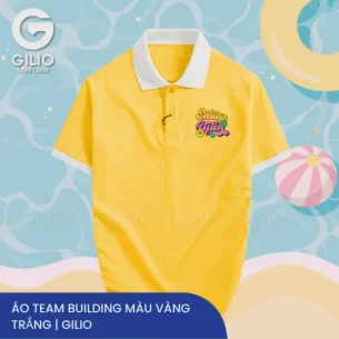 Á́o team building màu vàng trắng