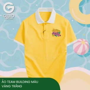 Á́o team building màu vàng trắng