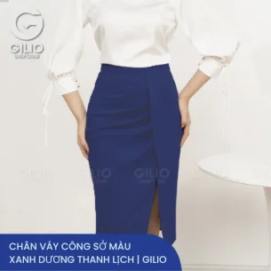 Chân váy công sở màu xanh