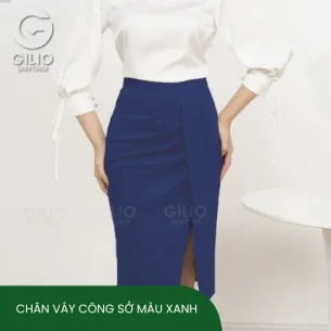 Chân váy công sở màu xanh
