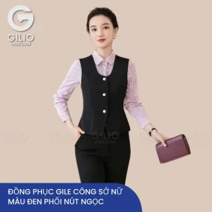 Đồng phục áo Gile công sở nữ màu đen