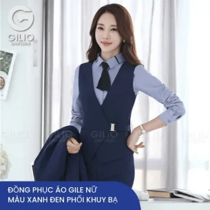 Đồng phục áo Gile nữ xanh than