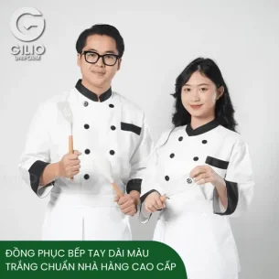 Đồng phục bếp tay dài màu trắng