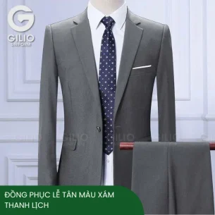 Đồng phục lễ tân màu xám thanh lịch