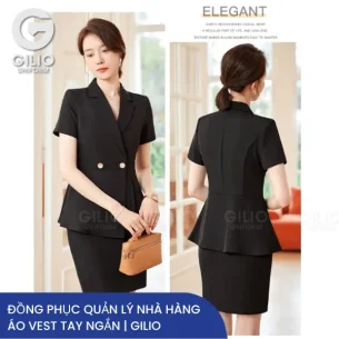 Đồng phục quản lý nhà hàng áo vest tay ngắn