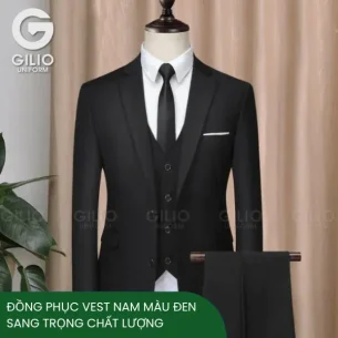 Đồng Phục Vest Nam Màu Đen Sang Trọng Chất Lượng