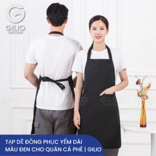 Tạp dề đồng phục yếm dài màu đen