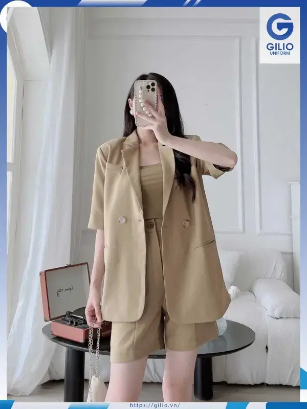 mẫu áo vest nữ cộc tay