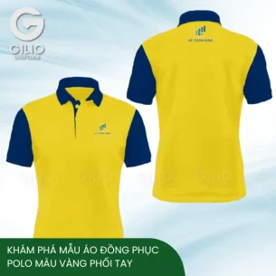 Khám phá mẫu áo đồng phục polo màu vàng phối tay