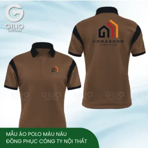 Mẫu áo polo màu nâu - đồng phục công ty nội thất