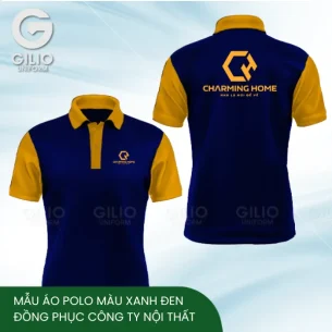 Mẫu áo polo màu xanh đen - đồng phục công ty nội thất