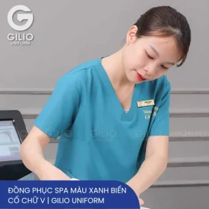 Đồng phục spa màu xanh biển