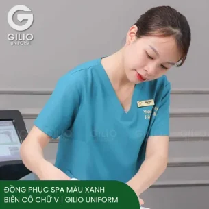 Đồng phục spa màu xanh biển