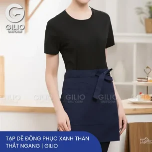 Tạp dề đồng phục xanh than thắt ngang