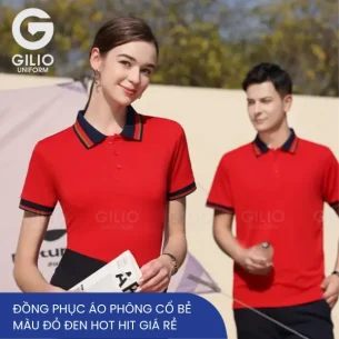 Áo phông cổ bẻ màu đỏ