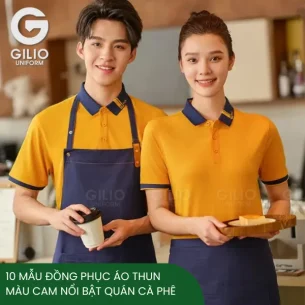10 mẫu đồng phục áo thun màu cam nổi bật đồng phục quán cà phê
