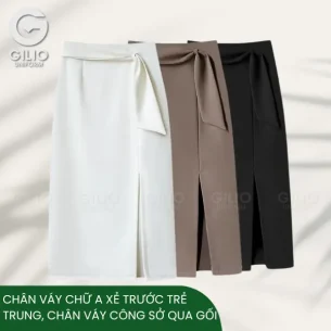 Chân Váy Chữ A Xẻ Trước Trẻ Trυng, Chân Váy Công Sở Qua Gối