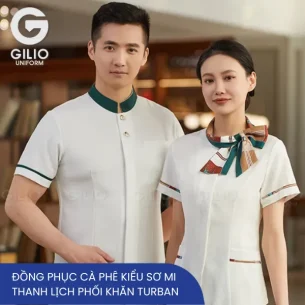 Đồng phục cà phê kiểu sơ mi trắng