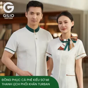 Đồng Phục Cà Phê Kiểu Sơ Mi Thanh Lịch Phối Khăn Turban