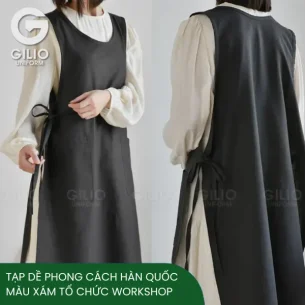 Tạp Dề Phong Cách Hàn Quốc Màu Xám Tổ Chức Workshop