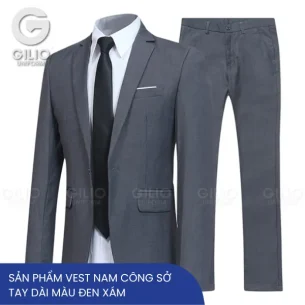 Vest nam công sở đen xám